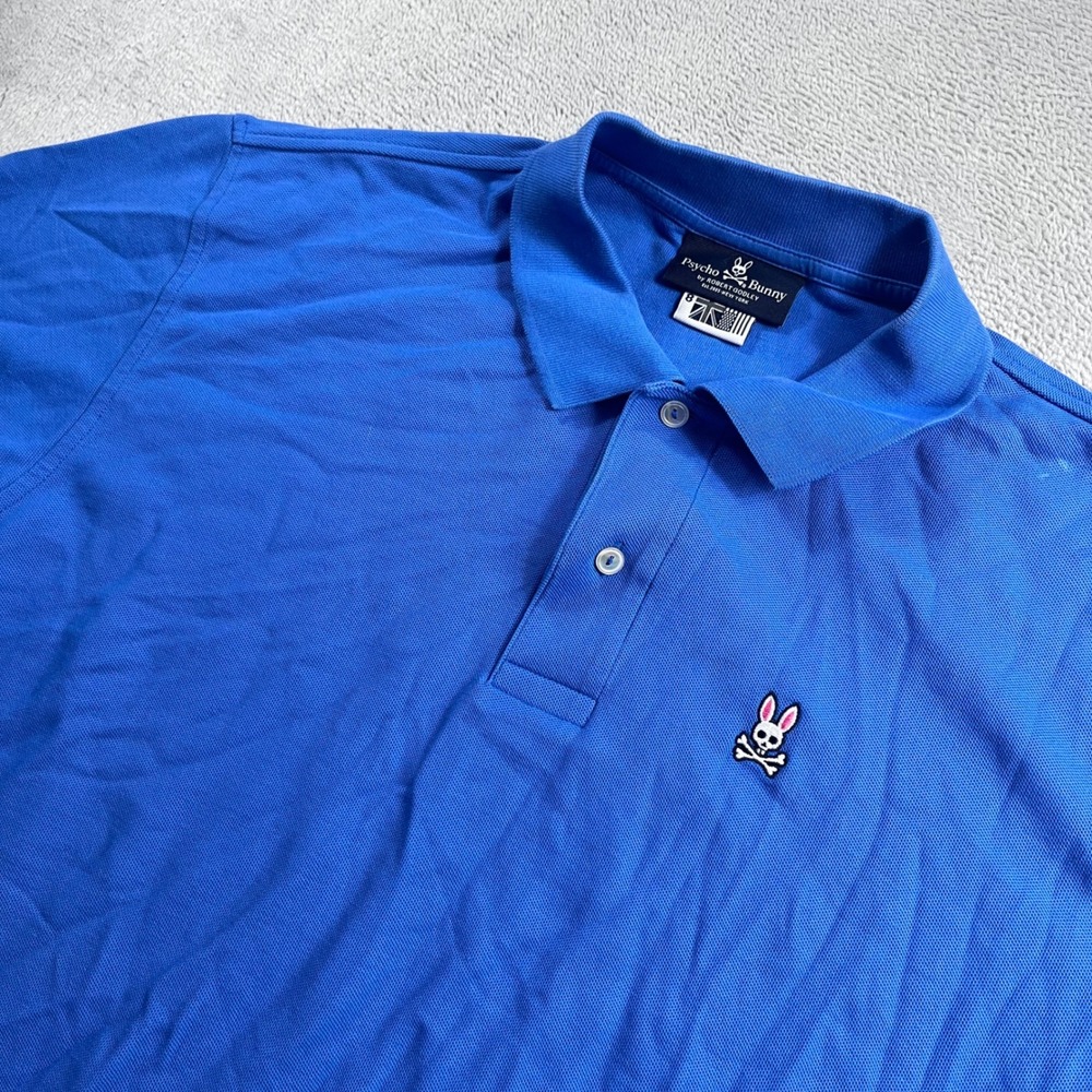 Psycho Bunny Mens Blue Short Sleeve Pique Polo Shirt Size 8 XXL